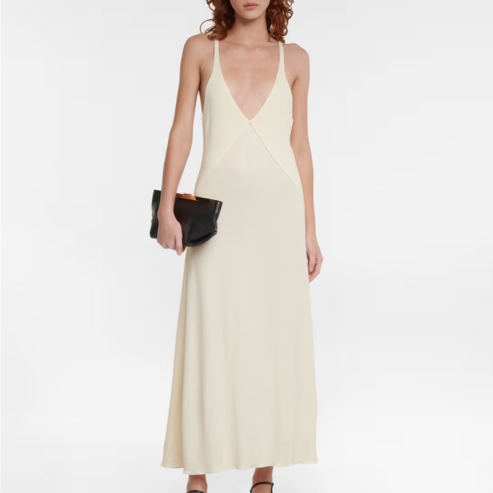 Khaite unworn cream deep v dress